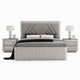 Queen Bedroom Set, Gray, Silver Wood, 3 Piece Set with 2 Nightstands