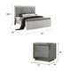 Queen Bedroom Set, Gray, Silver Wood, 3 Piece Set with 2 Nightstands