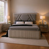 Queen Bedroom Set, Gray, Silver Wood, 3 Piece Set with 2 Nightstands