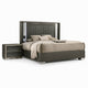 Queen Bedroom Set, White, Gray Wood, 2 Piece Set with Nightstand
