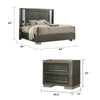 Queen Bedroom Set, White, Gray Wood, 2 Piece Set with Nightstand