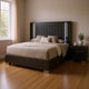 Queen Bedroom Set, White, Gray Wood, 2 Piece Set with Nightstand