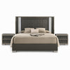 Queen Bedroom Set, White, Gray Wood, 3 Piece Set with 2 Nightstands