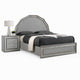 Queen Bedroom Set, Metallic Gray, Silver Wood, 2 Piece Set with Nightstand