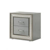 Queen Bedroom Set, Metallic Gray, Silver Wood, 2 Piece Set with Nightstand