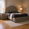 Queen Bedroom Set, Metallic Gray, Silver Wood, 2 Piece Set with Nightstand