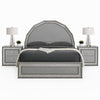 Queen Bedroom Set, Metallic Gray, Silver Wood, 3 Piece Set with 2 Nightstands