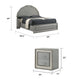 Queen Bedroom Set, Metallic Gray, Silver Wood, 3 Piece Set with 2 Nightstands