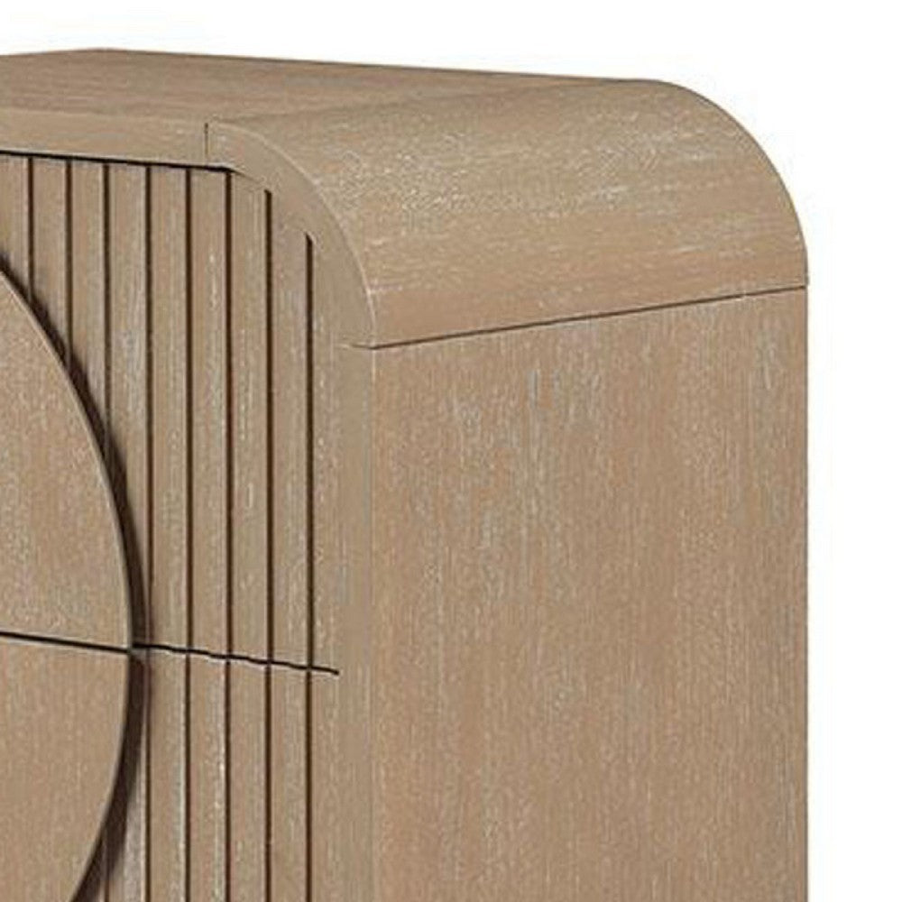 Queen Bedroom Set, Natural Brown Wood, 2 Piece Set with Nightstand