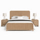 Queen Bedroom Set, Natural Brown Wood, 3 Piece Set with 2 Nightstands