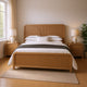 Queen Bedroom Set, Natural Brown Wood, 3 Piece Set with 2 Nightstands