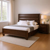 Queen Bedroom Set, Espresso Brown, Gold Wood, 2 Piece Set with Nightstand