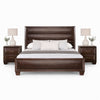 Queen Bedroom Set, Espresso Brown, Gold Wood, 3 Piece Set with 2 Nightstands
