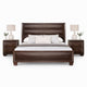 Queen Bedroom Set, Espresso Brown, Gold Wood, 3 Piece Set with 2 Nightstands