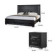 Queen Bedroom Set, Black, Chrome, Nickel Wood, 2 Piece Set with Nightstand