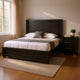 Queen Bedroom Set, Black, Chrome, Nickel Wood, 2 Piece Set with Nightstand