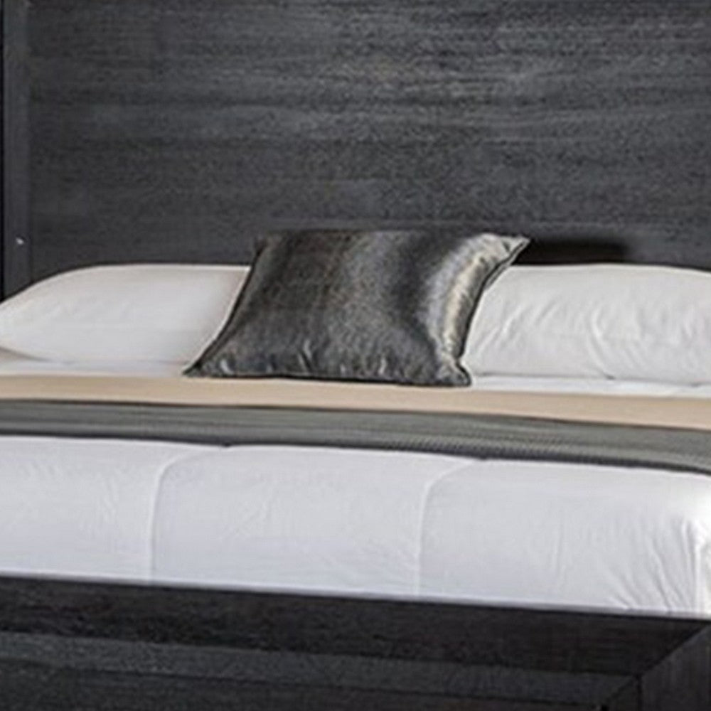 Queen Bedroom Set, Black, Chrome, Nickel Wood, 3 Piece Set with 2 Nightstands