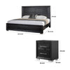 Queen Bedroom Set, Black, Chrome, Nickel Wood, 3 Piece Set with 2 Nightstands