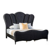 Queen Bedroom Set, Black, Chrome Wood, 2 Piece Set with Nightstand