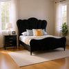 Queen Bedroom Set, Black, Chrome Wood, 2 Piece Set with Nightstand