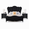 Queen Bedroom Set, Black, Chrome Wood, 3 Piece Set with 2 Nightstands