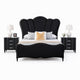 Queen Bedroom Set, Black, Chrome Wood, 3 Piece Set with 2 Nightstands