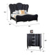 Queen Bedroom Set, Black, Chrome Wood, 3 Piece Set with 2 Nightstands
