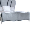 Queen Bedroom Set, Silver, Chrome Wood, 2 Piece Set with Nightstand