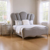 Queen Bedroom Set, Silver, Chrome Wood, 2 Piece Set with Nightstand