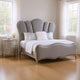 Queen Bedroom Set, Silver, Chrome Wood, 2 Piece Set with Nightstand