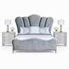 Queen Bedroom Set, Silver, Chrome Wood, 3 Piece Set with 2 Nightstands