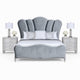 Queen Bedroom Set, Silver, Chrome Wood, 3 Piece Set with 2 Nightstands