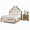 Queen Bedroom Set, Oak Brown, Gold, Ivory Wood, 2 Piece Set with Nightstand