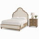 Queen Bedroom Set, Oak Brown, Gold, Ivory Wood, 2 Piece Set with Nightstand