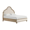 Queen Bedroom Set, Oak Brown, Gold, Ivory Wood, 2 Piece Set with Nightstand