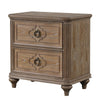 Queen Bedroom Set, Oak Brown, Gold, Ivory Wood, 2 Piece Set with Nightstand
