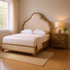 Queen Bedroom Set, Oak Brown, Gold, Ivory Wood, 2 Piece Set with Nightstand
