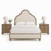 Queen Bedroom Set, Oak Brown, Gold, Ivory Wood, 3 Piece Set with 2 Nightstands