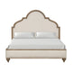 Queen Bedroom Set, Oak Brown, Gold, Ivory Wood, 3 Piece Set with 2 Nightstands