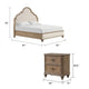 Queen Bedroom Set, Oak Brown, Gold, Ivory Wood, 3 Piece Set with 2 Nightstands