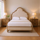 Queen Bedroom Set, Oak Brown, Gold, Ivory Wood, 3 Piece Set with 2 Nightstands