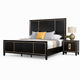 Queen Bedroom Set, Espresso Brown, Gold Wood, 2 Piece Set with Nightstand
