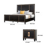 Queen Bedroom Set, Espresso Brown, Gold Wood, 2 Piece Set with Nightstand