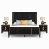Queen Bedroom Set, Espresso Brown, Gold Wood, 3 Piece Set with 2 Nightstands