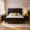 Queen Bedroom Set, Espresso Brown, Gold Wood, 3 Piece Set with 2 Nightstands