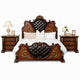 Queen Bedroom Set, Cherry Brown, Oak Brown, Gold, Bronze Wood, 3 Piece Set with 2 Nightstands