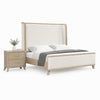 Queen Bedroom Set, Natural Oak Brown, White Wood, 2 Piece Set with Nightstand