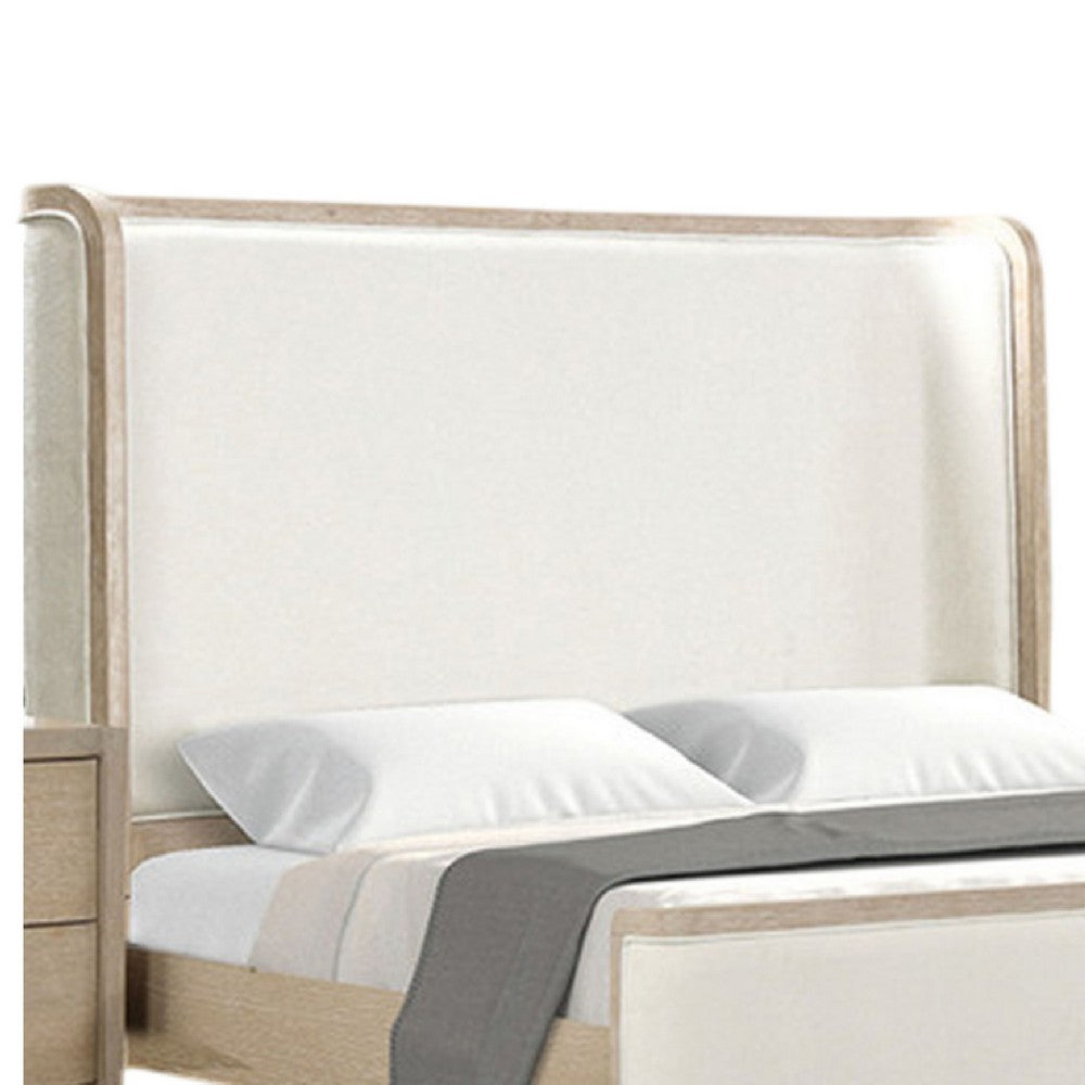 Queen Bedroom Set, Natural Oak Brown, White Wood, 2 Piece Set with Nightstand