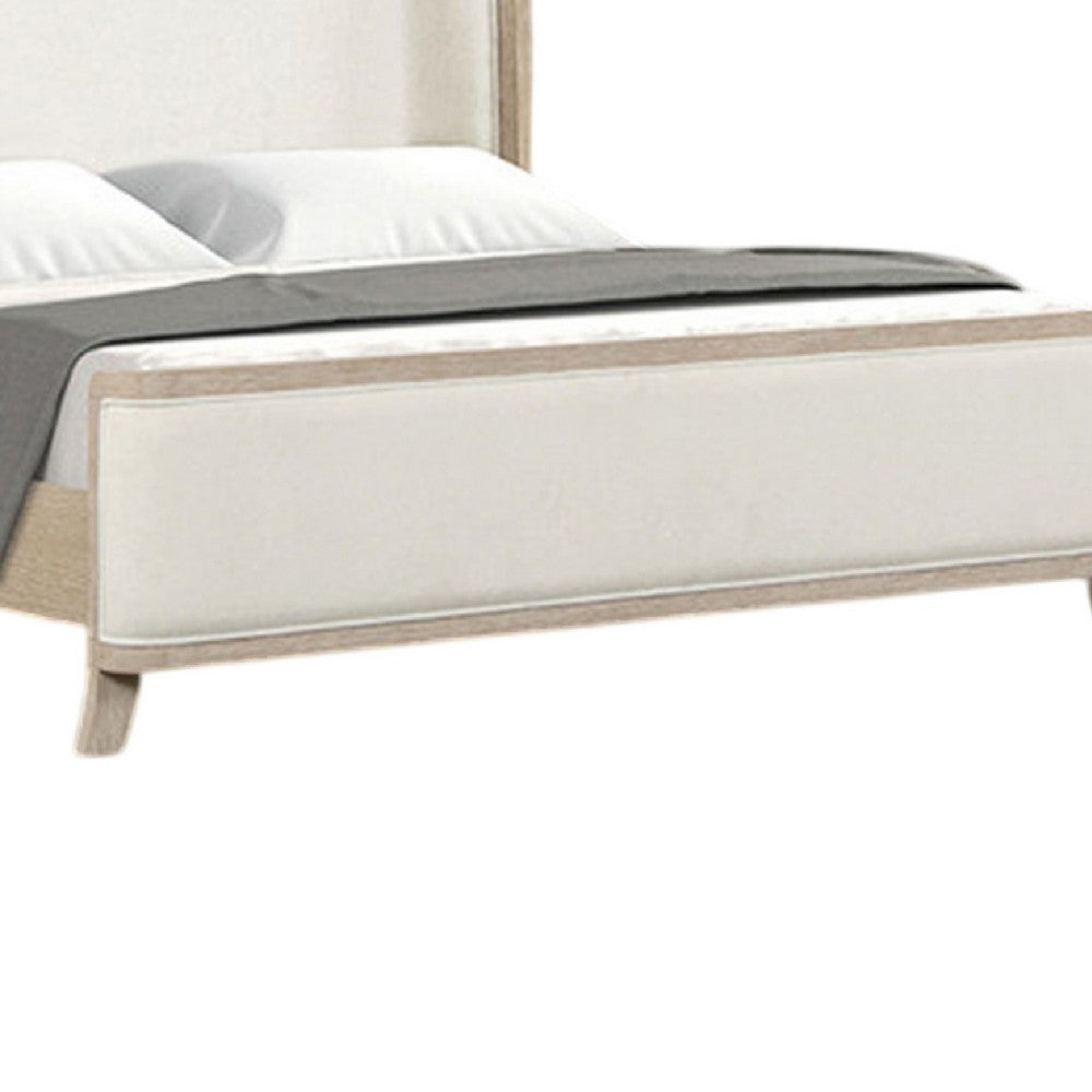 Queen Bedroom Set, Natural Oak Brown, White Wood, 2 Piece Set with Nightstand
