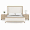 Queen Bedroom Set, Natural Oak Brown, White Wood, 3 Piece Set with 2 Nightstands